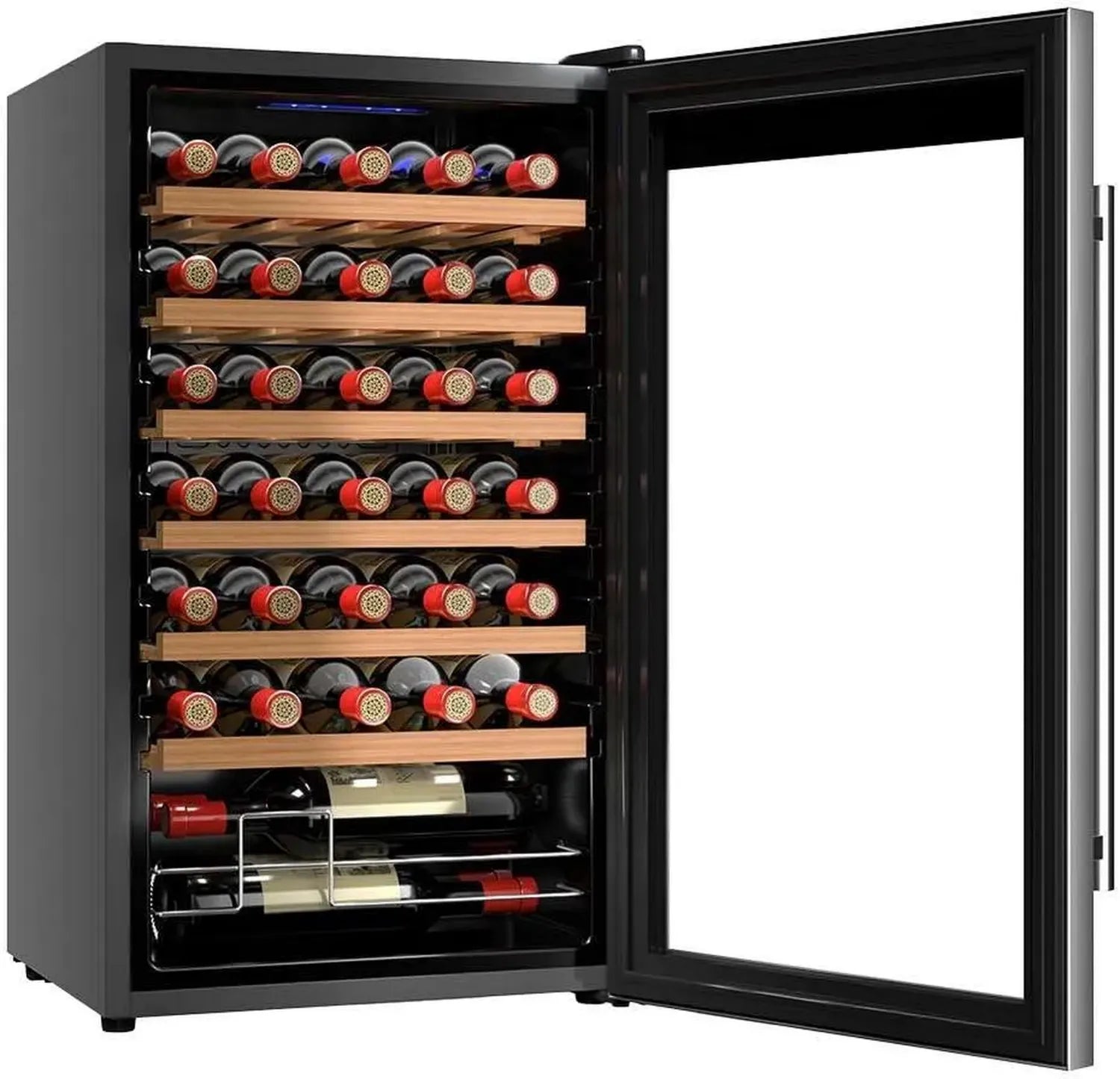 Cave à vin Cecotec 34 bouteilles, compresseur inox, 80 L, température ajustable 5-18°C, contrôle tactile et éclairage LED