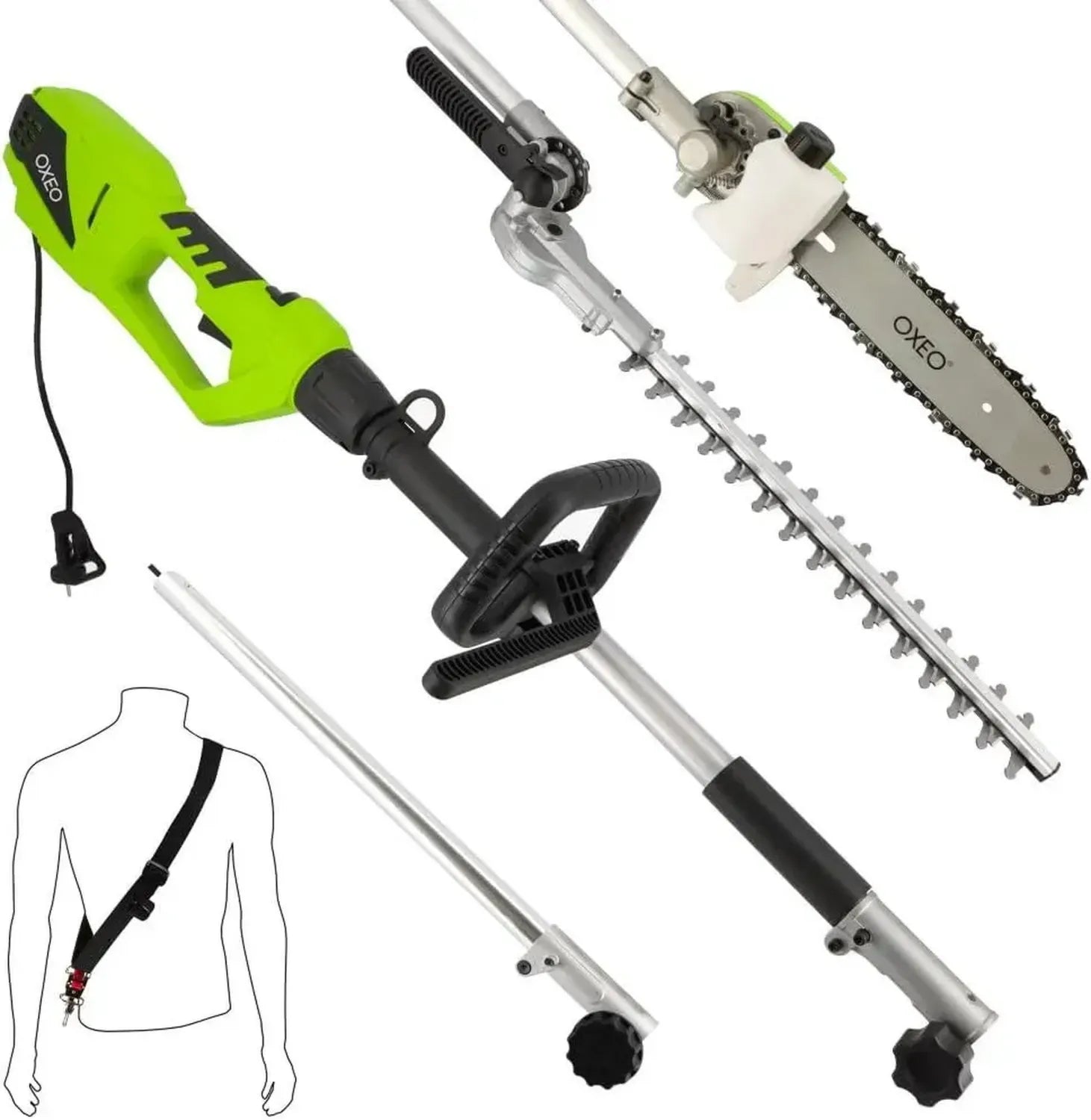 Taille-haie et élagueuse sur perche électrique 900W, multifonction 2-en-1, coupe de 41cm, rallonge de 50cm