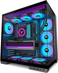 Boîtier Gaming PC ATX avec 7 Ventilateurs ARGB et USB Type-C, Double Chambre, Supporte 3 Radiateurs 360mm (Noir, Modèle H1)