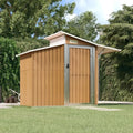 Abri de Jardin en Acier Galvanisé 270x130x208,5 cm Marron avec Porte