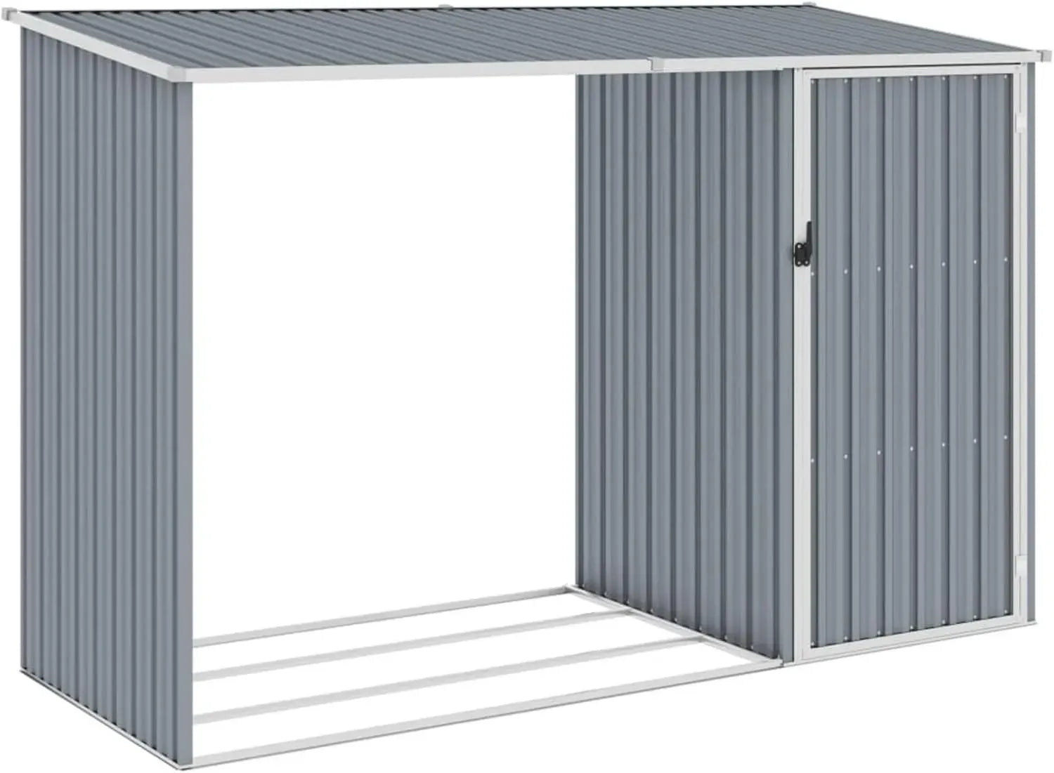 Abri de Jardin Multifonction pour Bois de Chauffage - Rangement Extérieur avec Étagères Métalliques - Gris