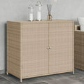 Armoire de Jardin en Résine Tressée Beige 83x45x76 cm, Rangement Extérieur Idéal pour Outils et Terrasse