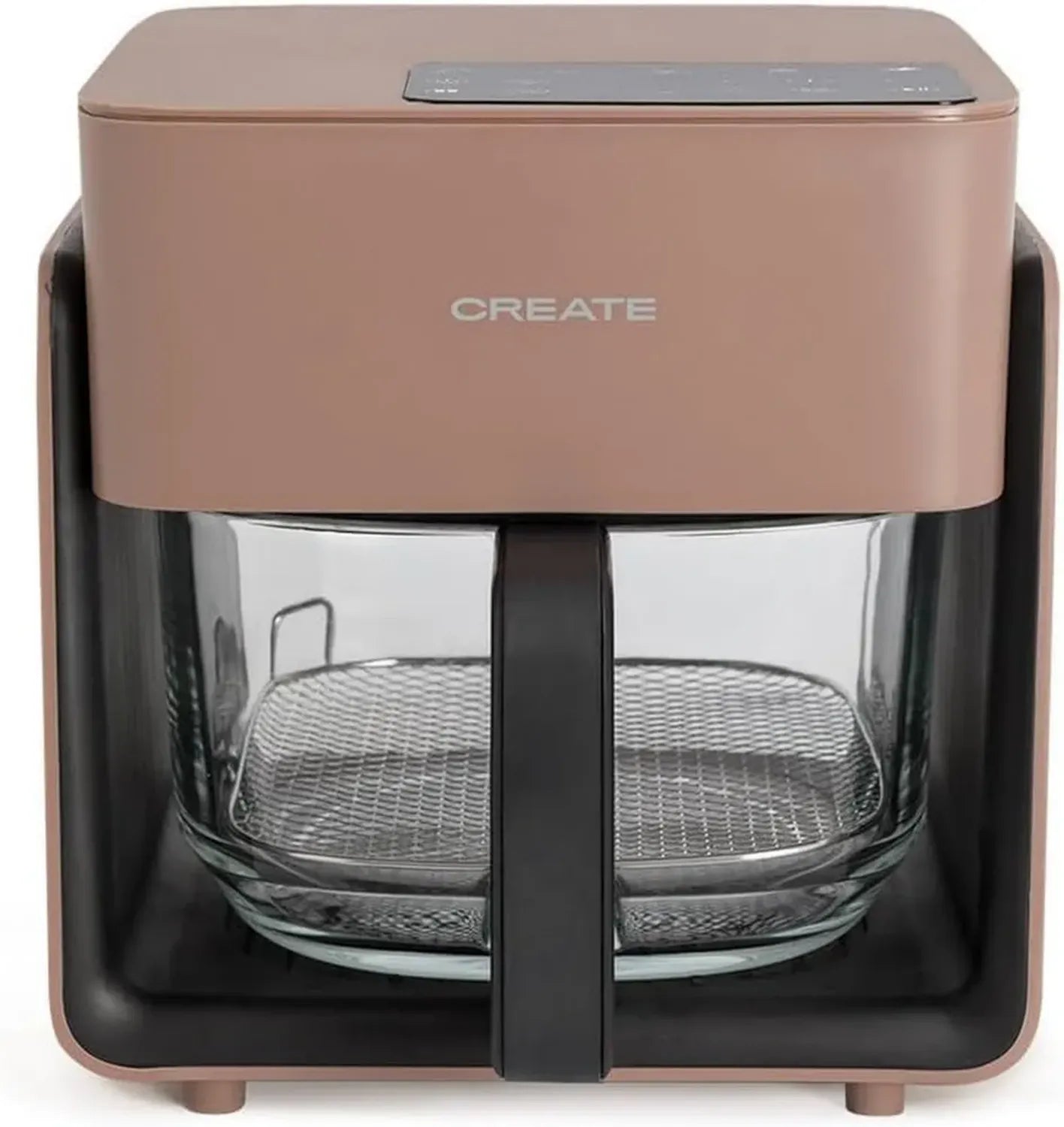 Friteuse à Air Create Studio Crystal 4,2L avec Pulvérisateur Moka, 6 Programmes, Plateau Verre, 1300W