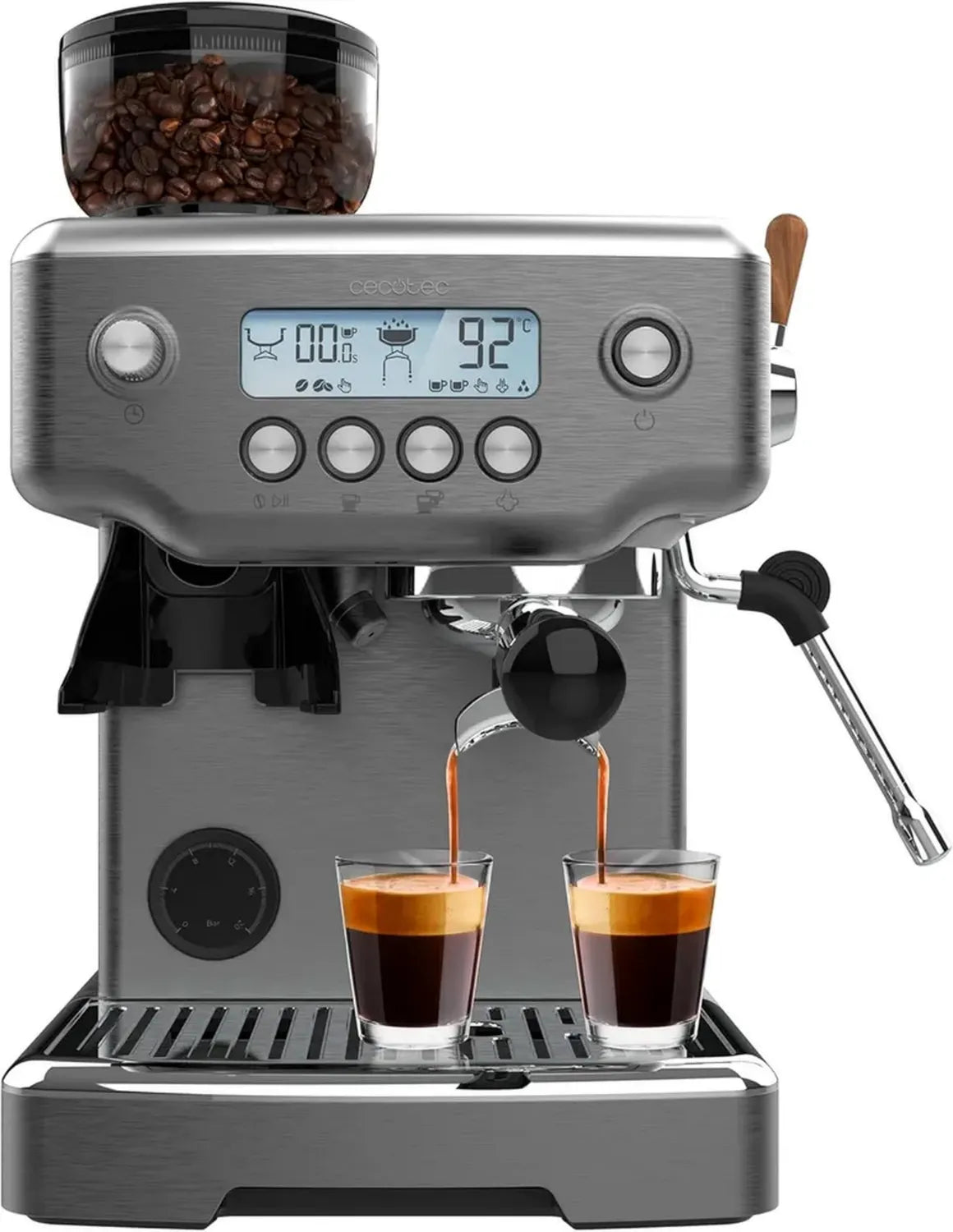 Machine à Expresso Cecotec Barista, 2200W, 20 Bars, Moulin Conique, Réservoir 2.1L, 30 Niveaux de Mouture