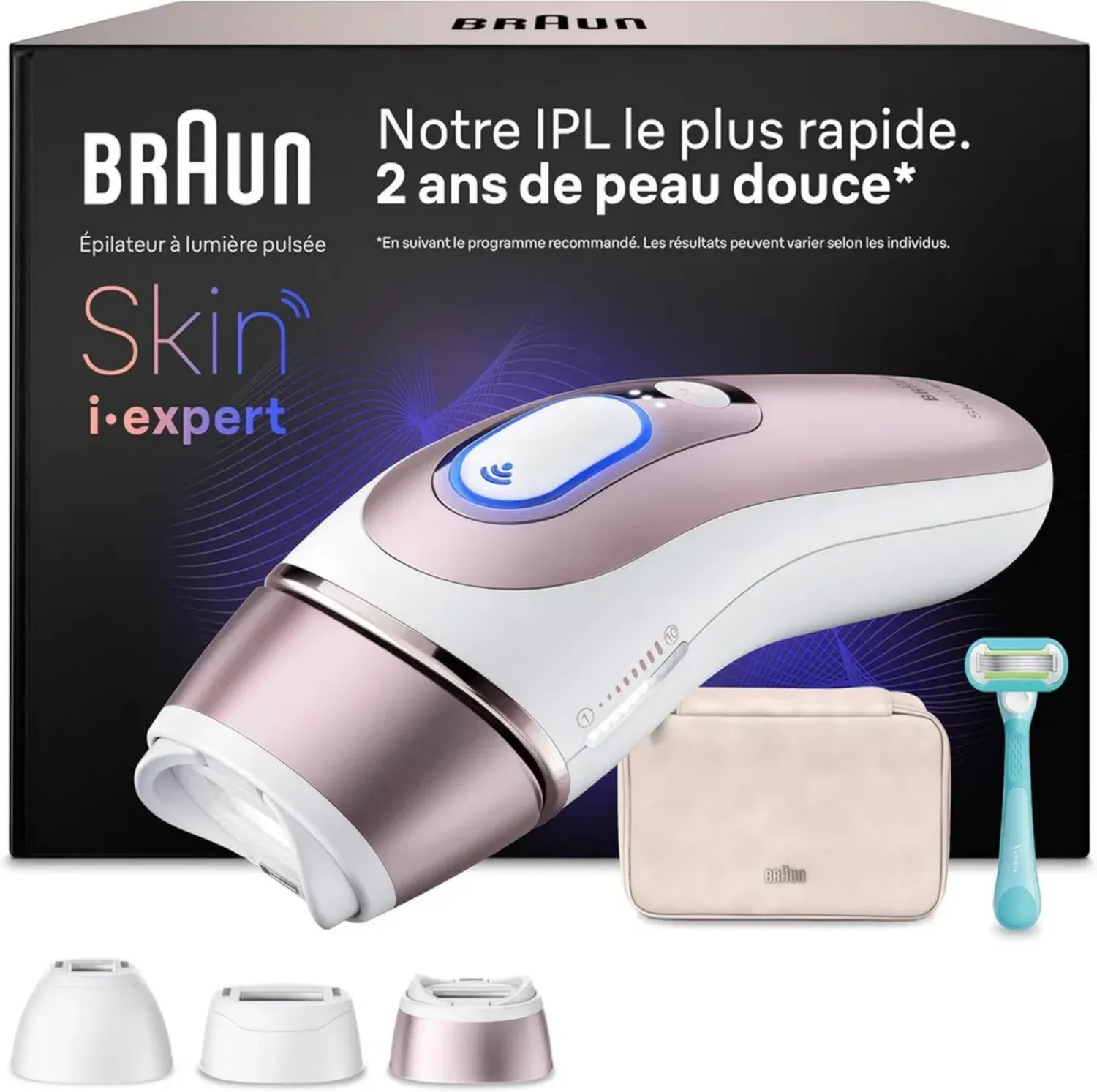 Épilateur à Lumière Pulsée Braun i·expert, Élimination des Poils Durable, avec Application et Accessoires Inclus