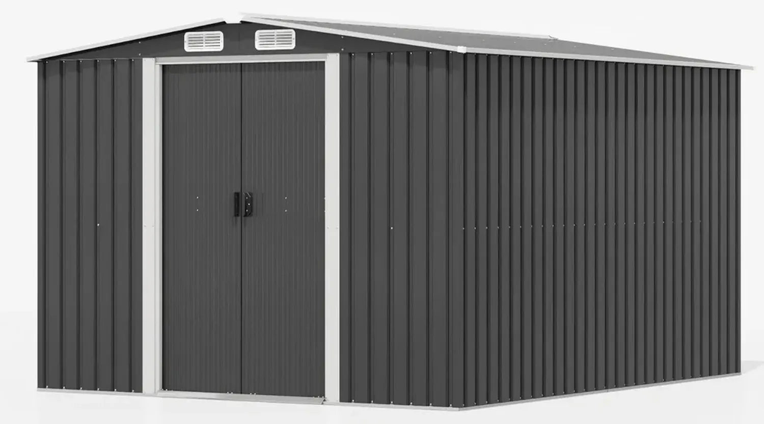 Devoko Cabanon de Jardin Métallique 13,2 m³ avec Base Acier, 247x301x178 cm – Abri Extérieur Résistant aux Intempéries pour Outils et Vélos
