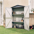 Abri de Jardin Métal Gris avec Étagères et Ventilation - 116x45x175cm