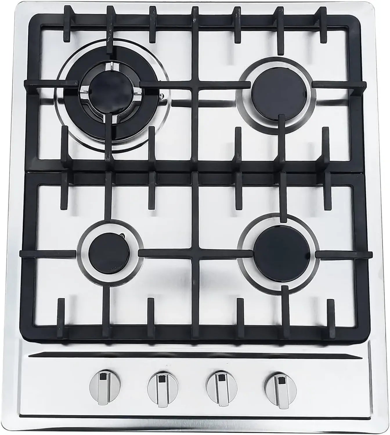 Plaque de Cuisson à Gaz Inox avec Brûleurs Rapides et Supports en Fonte