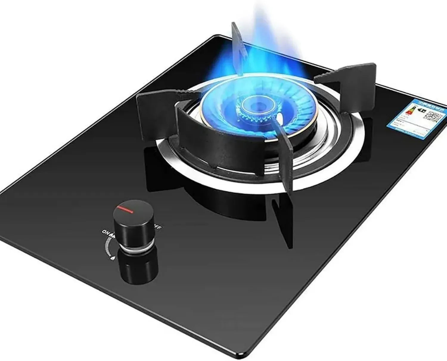 Cuisinière à Gaz Intégrée 33 cm, Verre Trempé Noir, Compatible NG/LPG