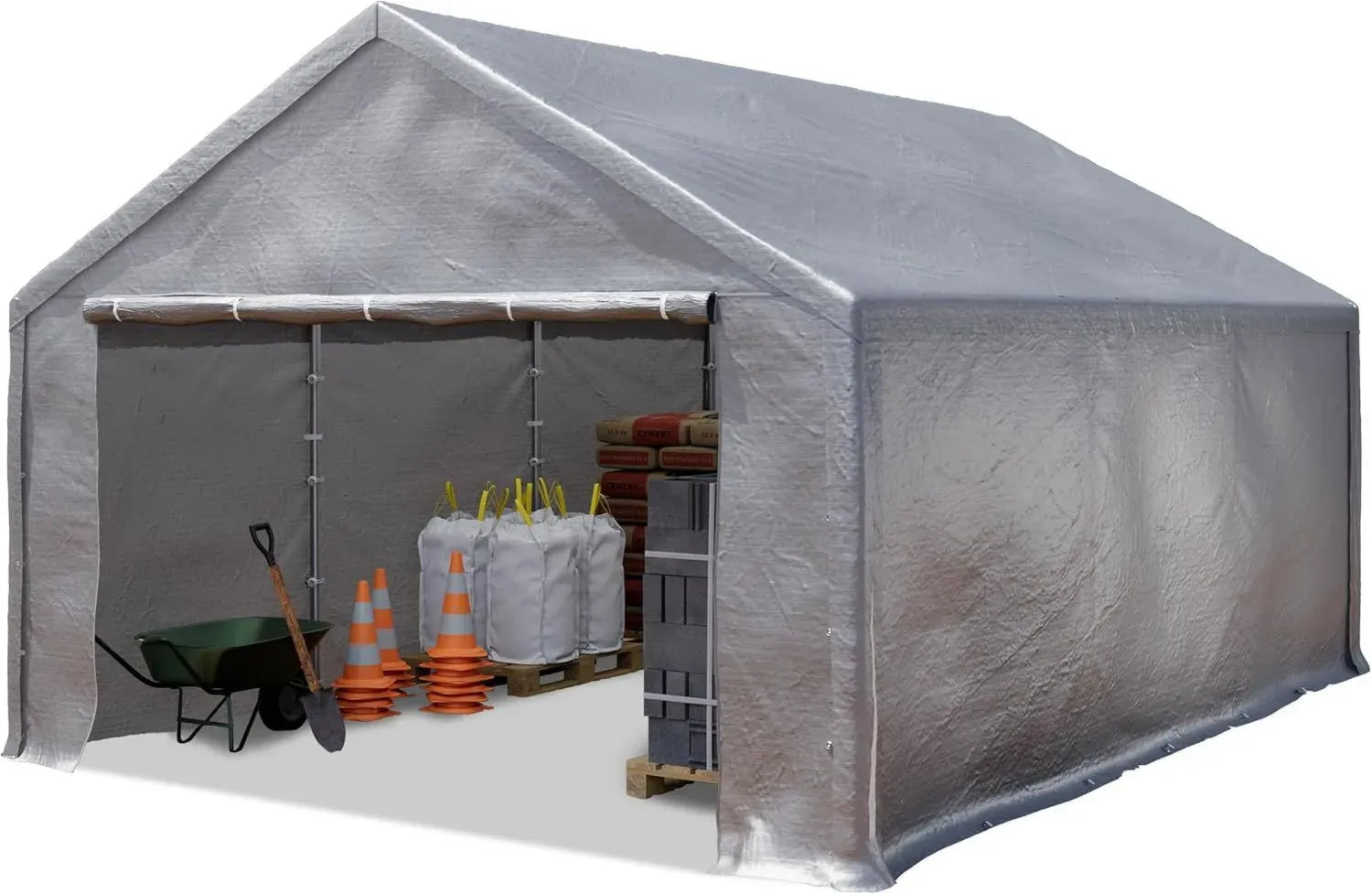 Abri de Stockage 3x6m Gris Étanche PE 350N