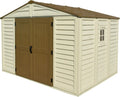 Abri de Jardin en PVC 10x8 avec Fenêtre et Base en Métal, Résistant et Sans Entretien