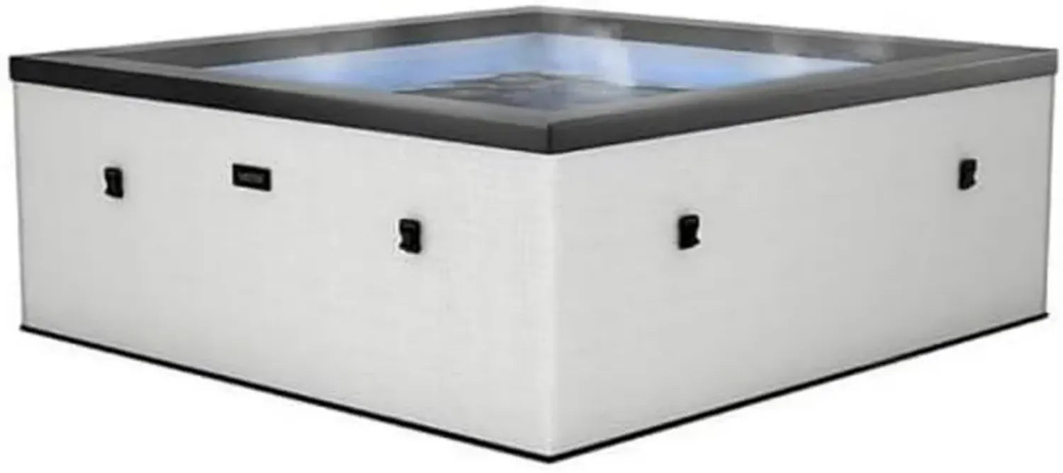 Spa Semi-Rigide Carré Netspa Idaho 6 Places - Blanc Galet, Airjets Massants, Chauffage Intégré, Couverture Isolante, 1100 L