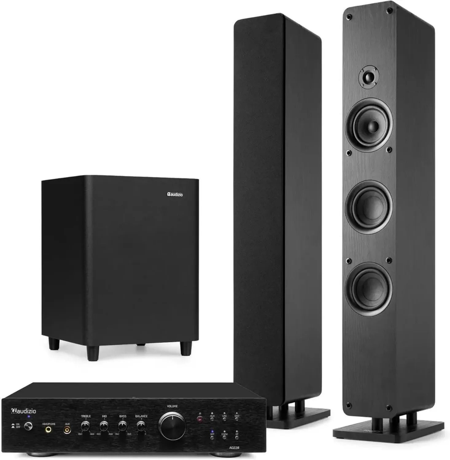 Système Home Cinéma 480W Noir Audizio ARCO avec Colonnes Hi-Fi et Subwoofer 8'