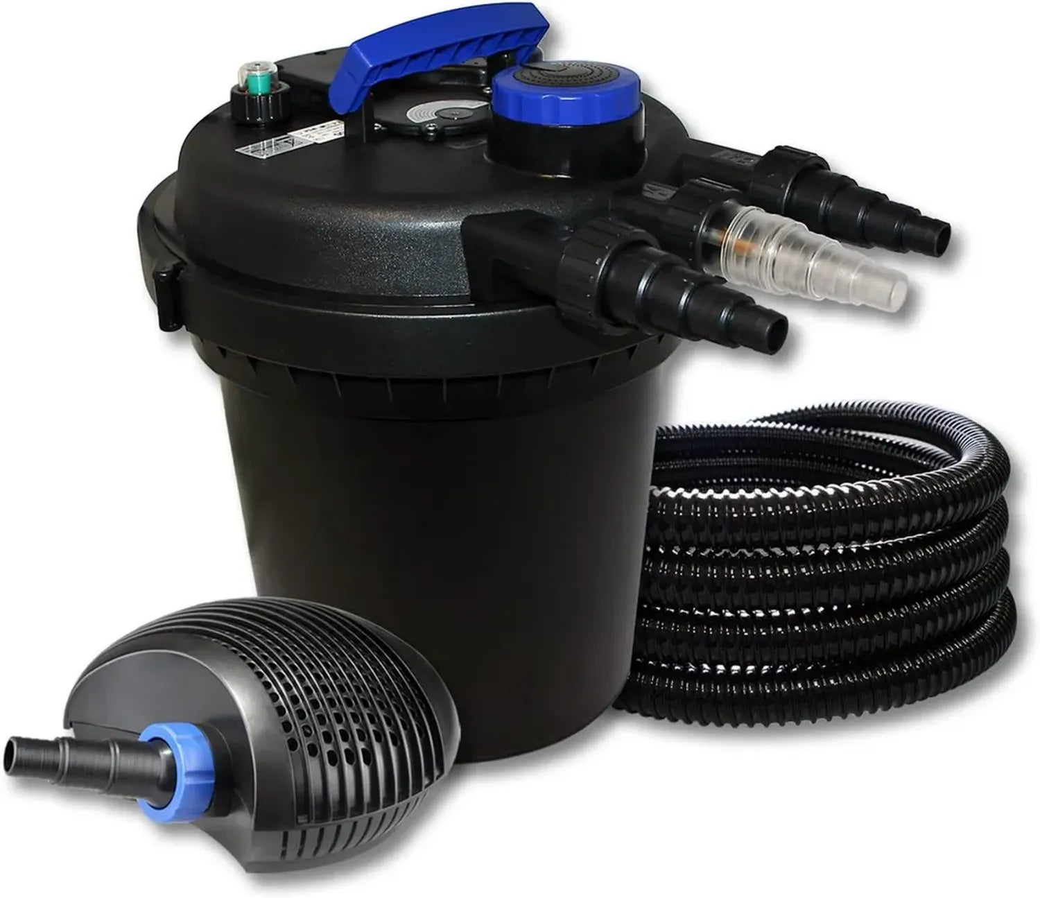 Système de Filtration SunSun pour Bassin 10000L avec Lampe UV 11W, Pompe 6000L/h, Tuyau 25m