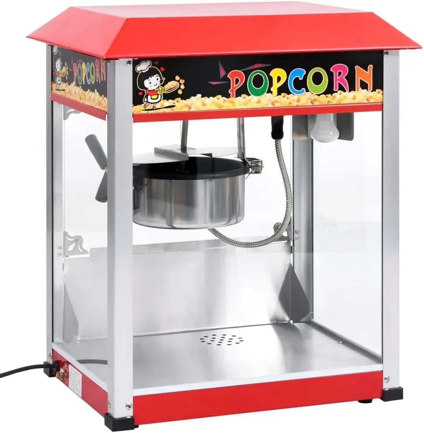 Appareil à Pop-corn Électrique 1400 W avec Bol en Téflon pour Usage Professionnel