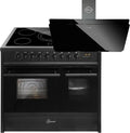 Cuisinière électrique 90 cm avec double four et hotte aspirante