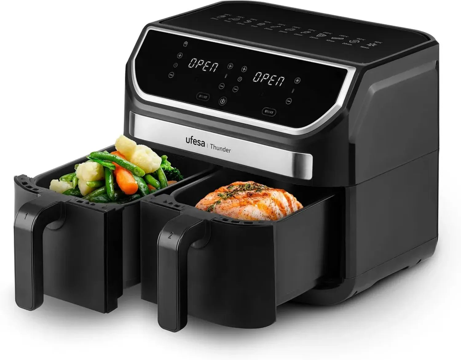 Friteuse à Air Double Ufesa Thunder, 9L, 11 Programmes, 1700W, Écran Tactile Digital, Plage Températures 80-200°C