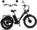 Tricycle électrique adulte 7 vitesses avec pneus larges, batterie 48V 18Ah, écran LCD et grand panier, idéal pour trajets quotidiens