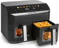 Friteuse à Air GOURMETmaxx, 9 L - Double Cuve 4,5 L | 8 Programmes | Préparation Simultanée pour 8 Personnes | Écran Tactile Multicolore