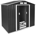 Abri de Jardin en Métal avec Double Toit et Fondations, Idéal pour Rangement Extérieur