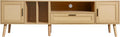 Meuble TV bas en bois de chêne avec tiroirs et gestion des câbles - 180 cm