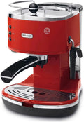 De'Longhi Icona Expresso Machine Manuelle 1100W, Rouge, Compatible Dosettes et Café Moulu