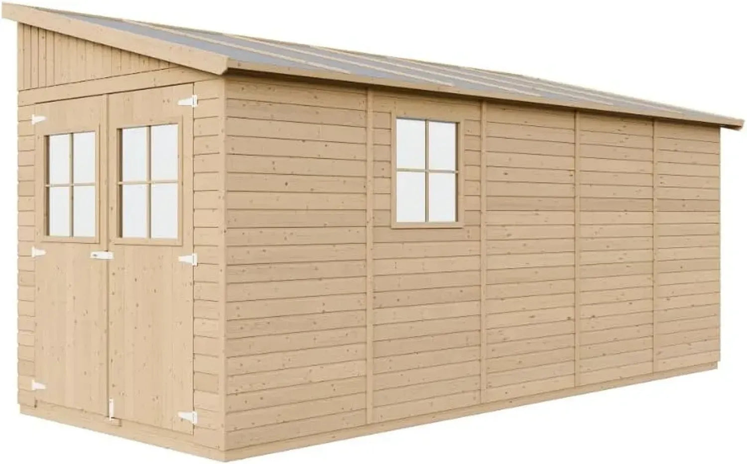 Abri de Jardin Bois Naturel TIMBELA M341 avec Fenêtres - 10 m² – Atelier de Rangement Extérieur