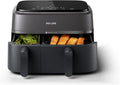 Friteuse à Air Philips Série 3000 - Double Panier 9L, Technologie RapidAir, Réduction de Graisses Jusqu'à 90%, Économies d'Énergie, Compatible avec l'Application HomeID, Noir (NA350/00)