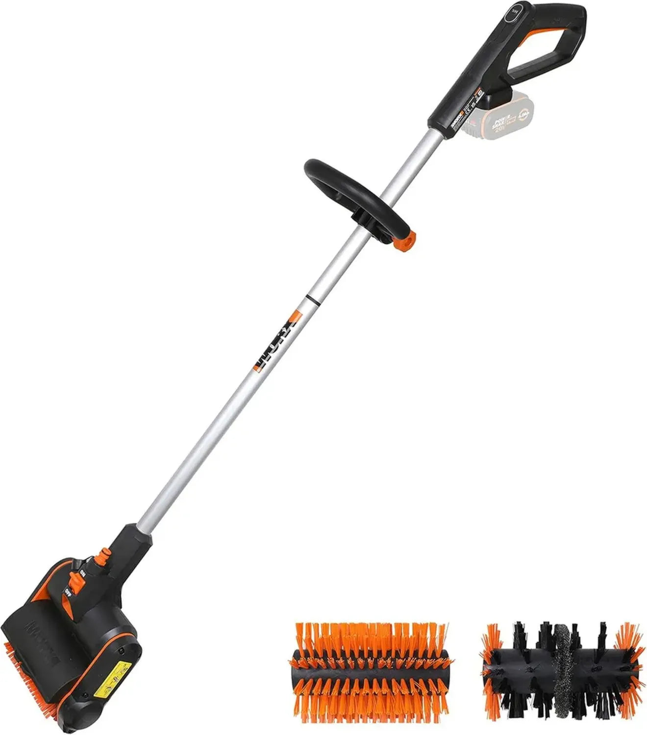 Brosse de Nettoyage WORX 20V pour Terrasses et Surfaces, Sans Fil, Nettoie Pierres, Bois, Mauvaises Herbes, Sans Batterie ni Chargeur