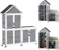 Outsunny Abri de Jardin et Armoire de Rangement Extérieur en Bois avec Toit en Asphalte et Portes Sécurisées, Étagères Incluses, Idéal pour Balcon, Gris