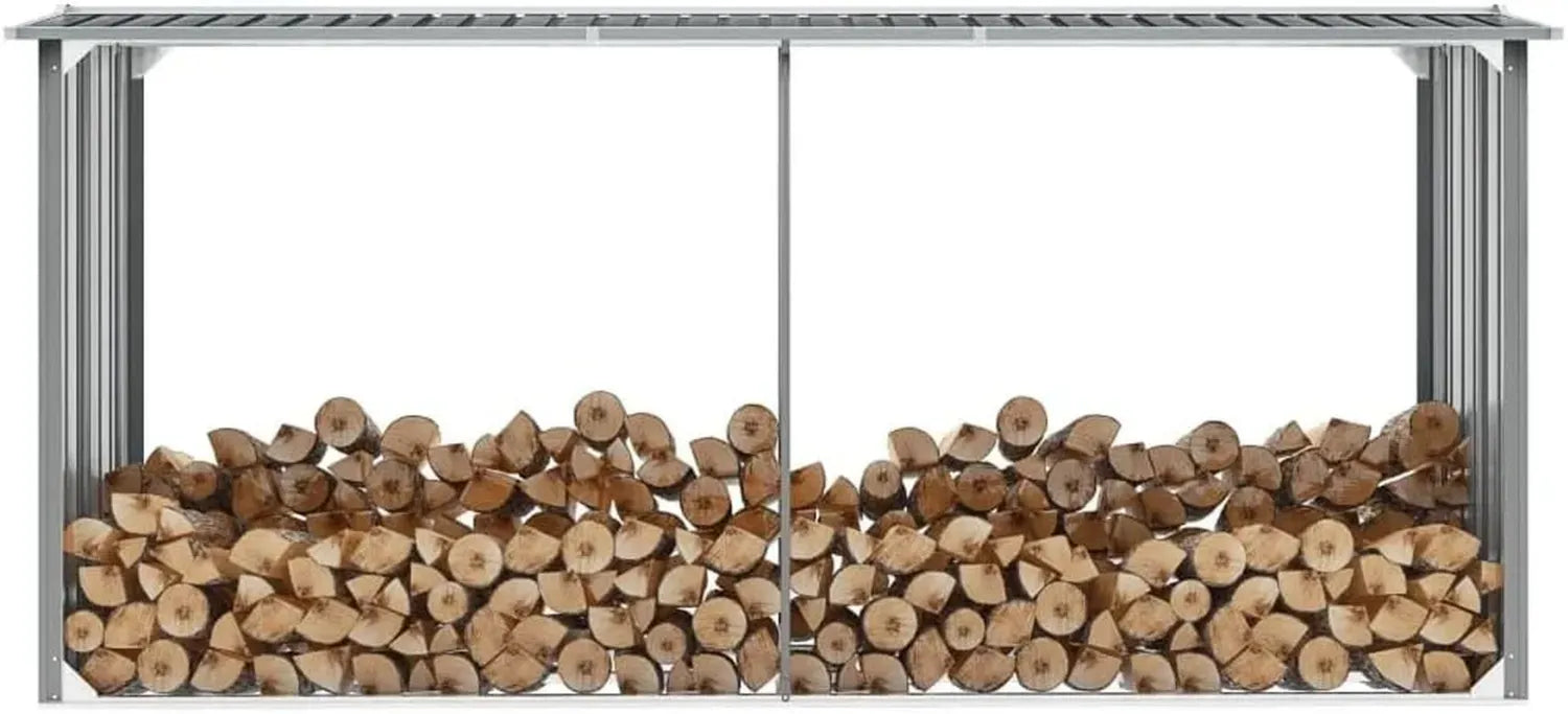 Abri de Rangement en Acier Galvanisé pour Bois 330x92x153 cm Gris