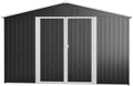 Abri de jardin XXL en métal noir 300x252 cm, résistant aux intempéries, avec toit à pignon, idéal pour vélos et outils