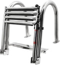 Geloo Échelle de Piscine Inox 4 Marches avec Main Courante, Charge 200 kg, Hauteur 157 cm, Antidérapante