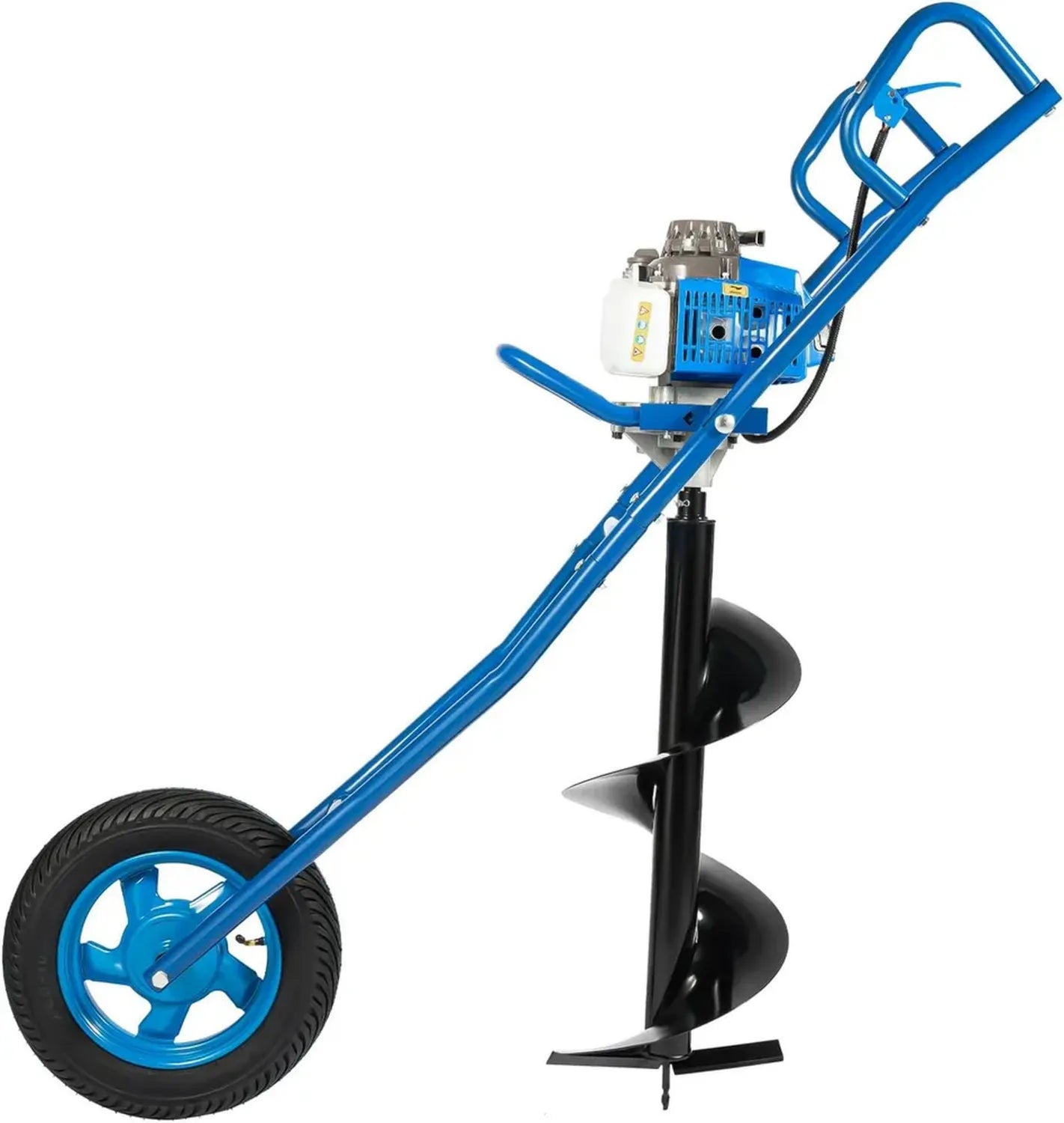 Tarière thermique 2 temps 63 CC, 2,2 kW avec roues, foret Ø 300 mm, outil de jardinage bleu