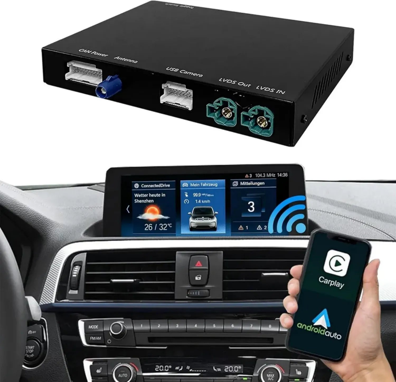 Module sans fil Carplay et Android Auto pour BMW, compatible modèles Evo 2017-2020
