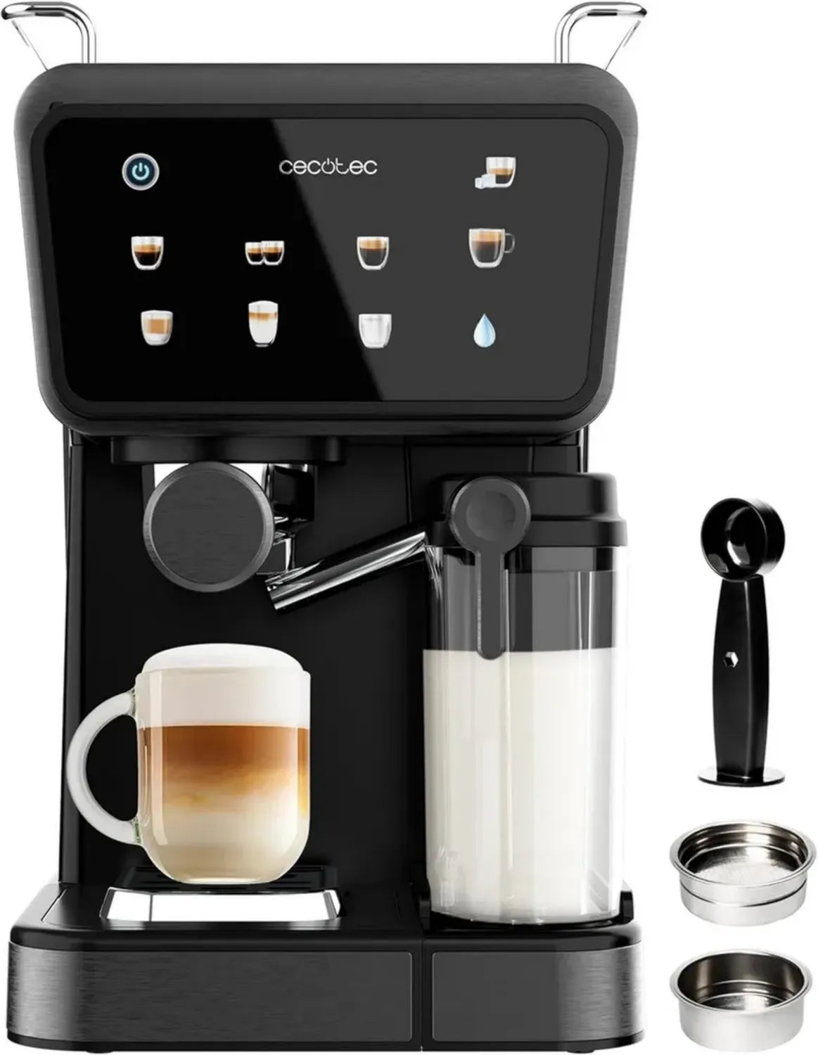 Machine à Café Espresso Semi-Automatique Cecotec 1350W - Écran Tactile, 20 Bars, Fonction Cold Brew, Réservoirs Eau et Lait