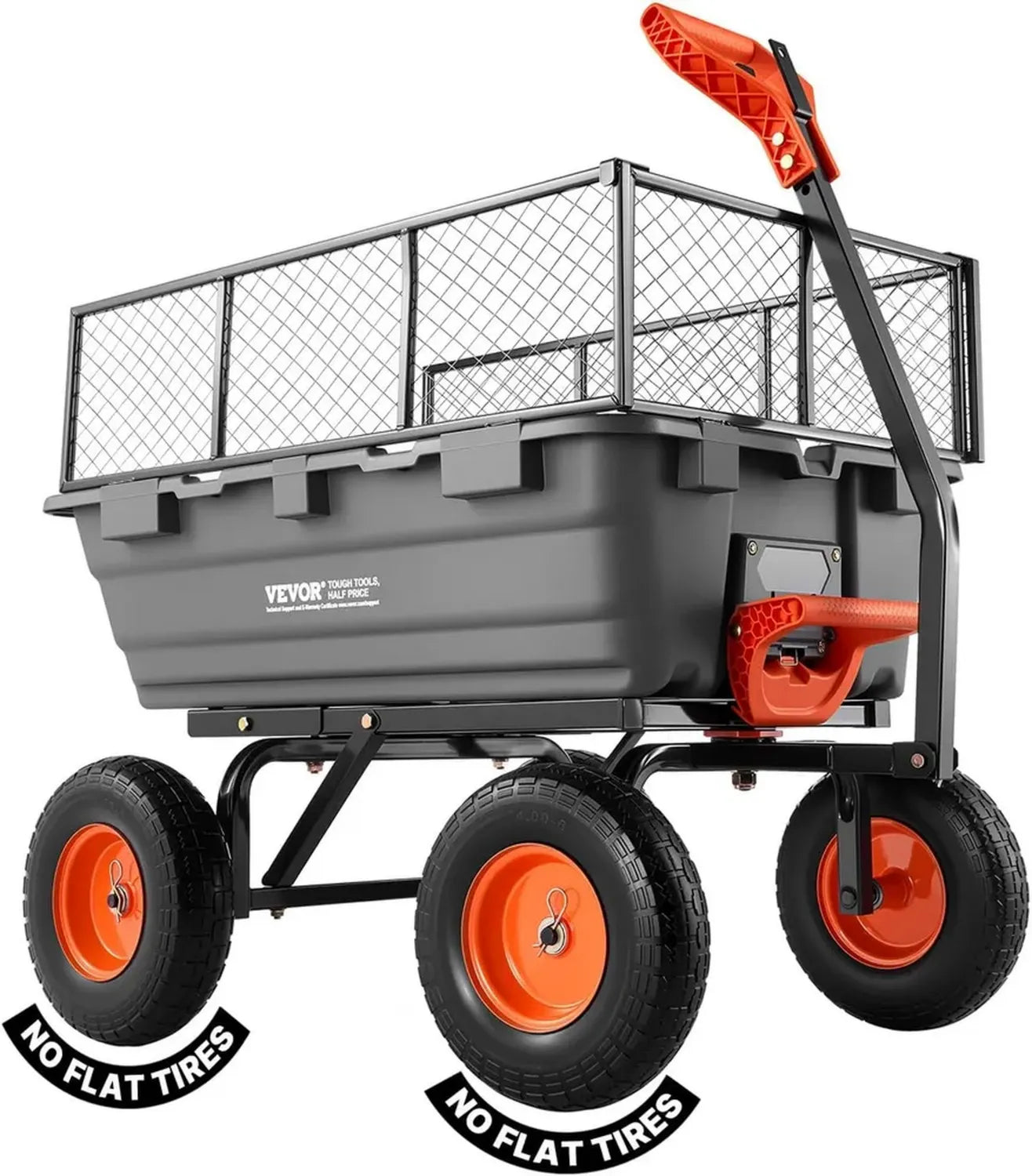 Chariot de Jardin Inclinable 544 kg VEVOR avec Benne Basculante et Roues Increvables