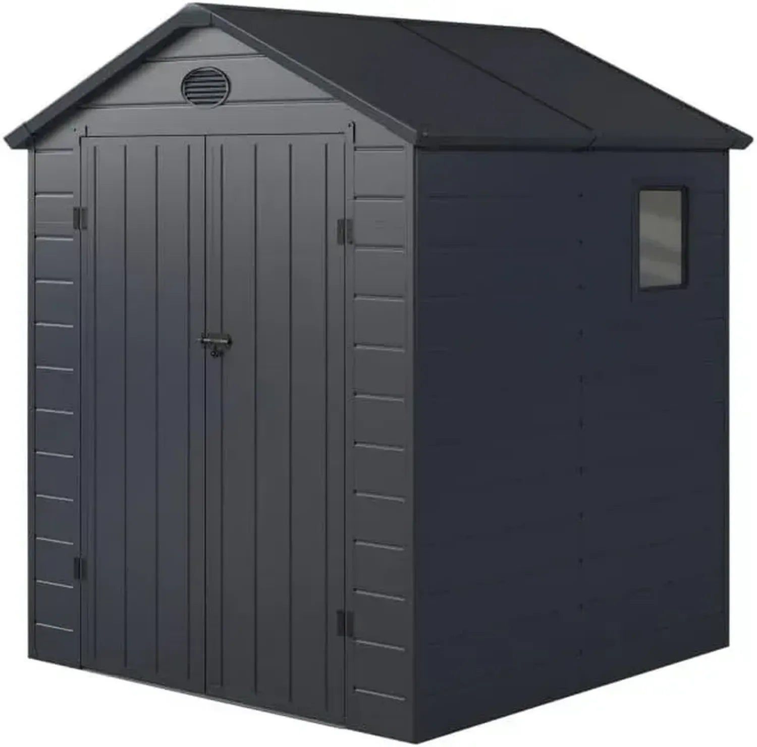 Abri de Jardin en Résine Anthracite 3,65m² avec Double Porte, Fenêtre et Ventilation