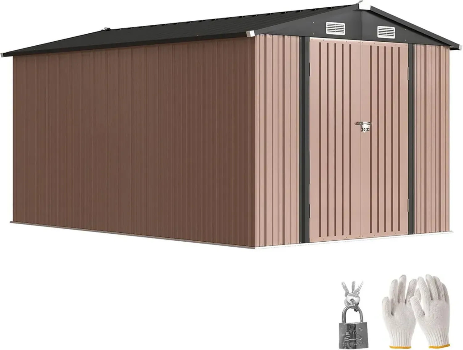 Abri de Jardin en Acier Galvanisé 8,1 m² avec Ventilation et Porte Double Verrouillable