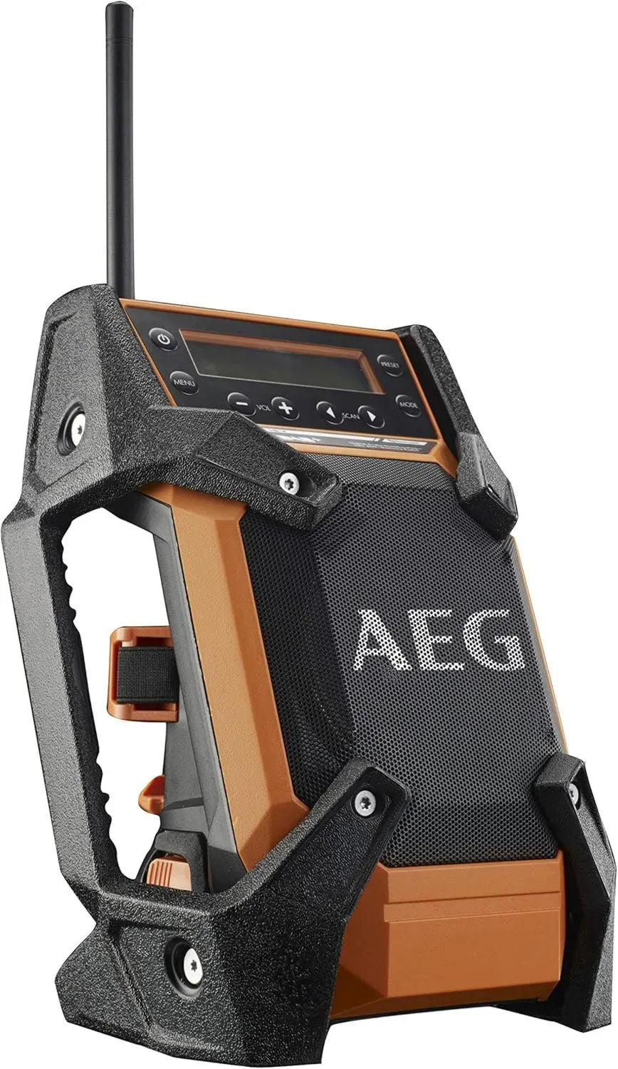 AEG Radio Portable DAB+ 12V/18V et 240V, Connectivité USB et Jack, Compatible Téléphone et MP3, Sans Batterie ni Chargeur