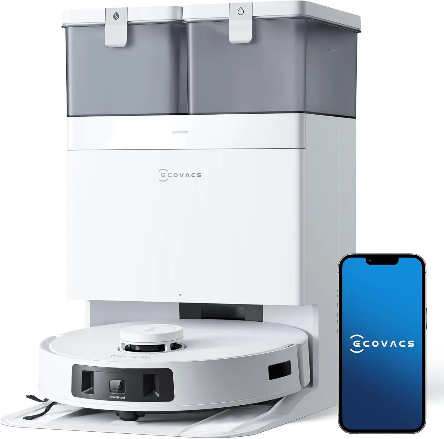 ECOVACS DEEBOT T30C Pro Aspirateur Robot avec Station, 12800Pa, Brosse Anti-Enchevêtrement, Nettoyage Précis, Vidange Automatique, Séchage à 45°C, 200min d'Autonomie