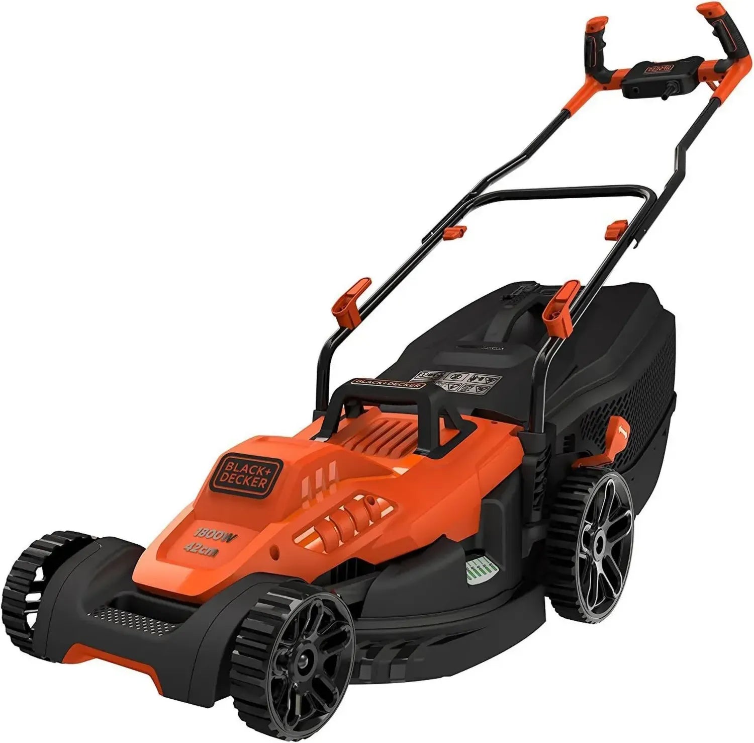 Tondeuse à Gazon Électrique 1800W, 42 cm, 6 Hauteurs Réglables, Poignée Ergonomique - BLACK+DECKER