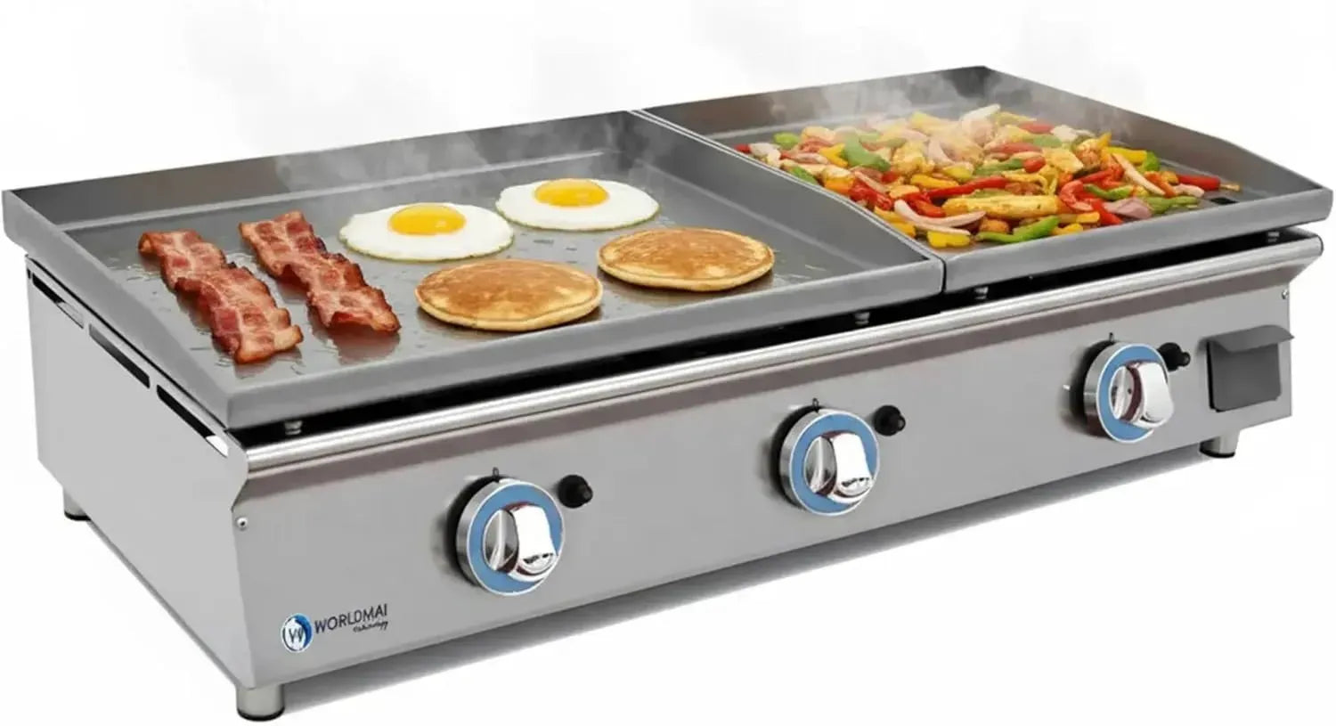 Plancha à gaz professionnelle 60x40 cm en acier laminé avec rebords - Cuisine commerciale