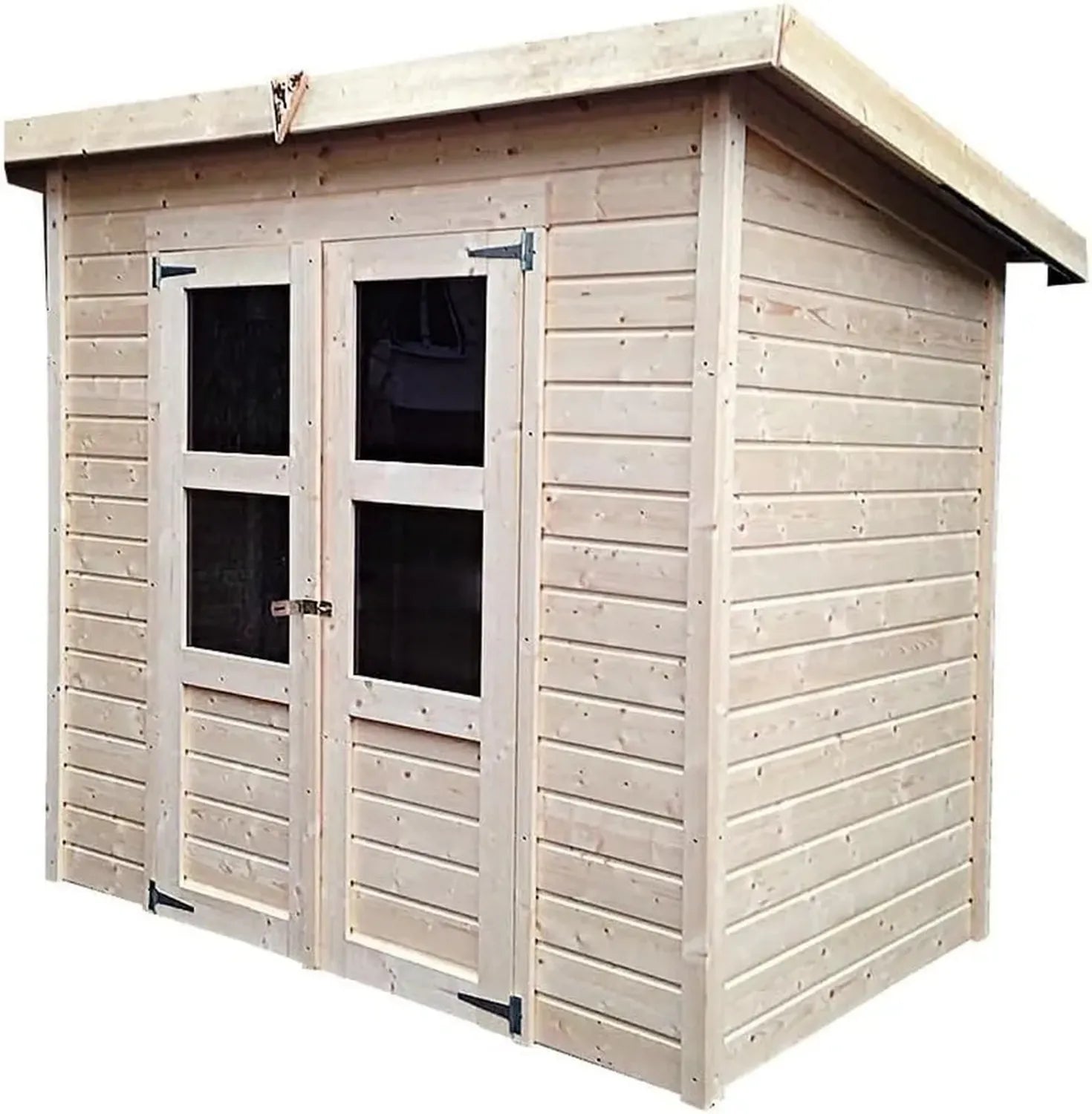 Abri de Jardin en Bois Merseburg, 3,3m², Épicéa Nordique, Toit Mono-Pente, Double Porte Vitrée