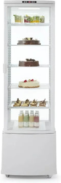 Armoire Réfrigérée Panoramique 280L - 5 Étages - Refroidissement Ventilé 0 à +12°C - Double Vitrage & Éclairage LED - Options Noir ou Blanc - Pour Boulangeries, Snacks, Restaurants