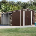 Abri de Jardin en Acier Galvanisé Marron 277x365,5x179 cm avec Toit et Porte
