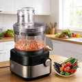 Hachoir Électrique Multifonction 600W - Découpe Légumes, Fruits et Viande avec 5 Lames Acier Inoxydable, Accessoires de Découpe 6/8/10/13/15 mm