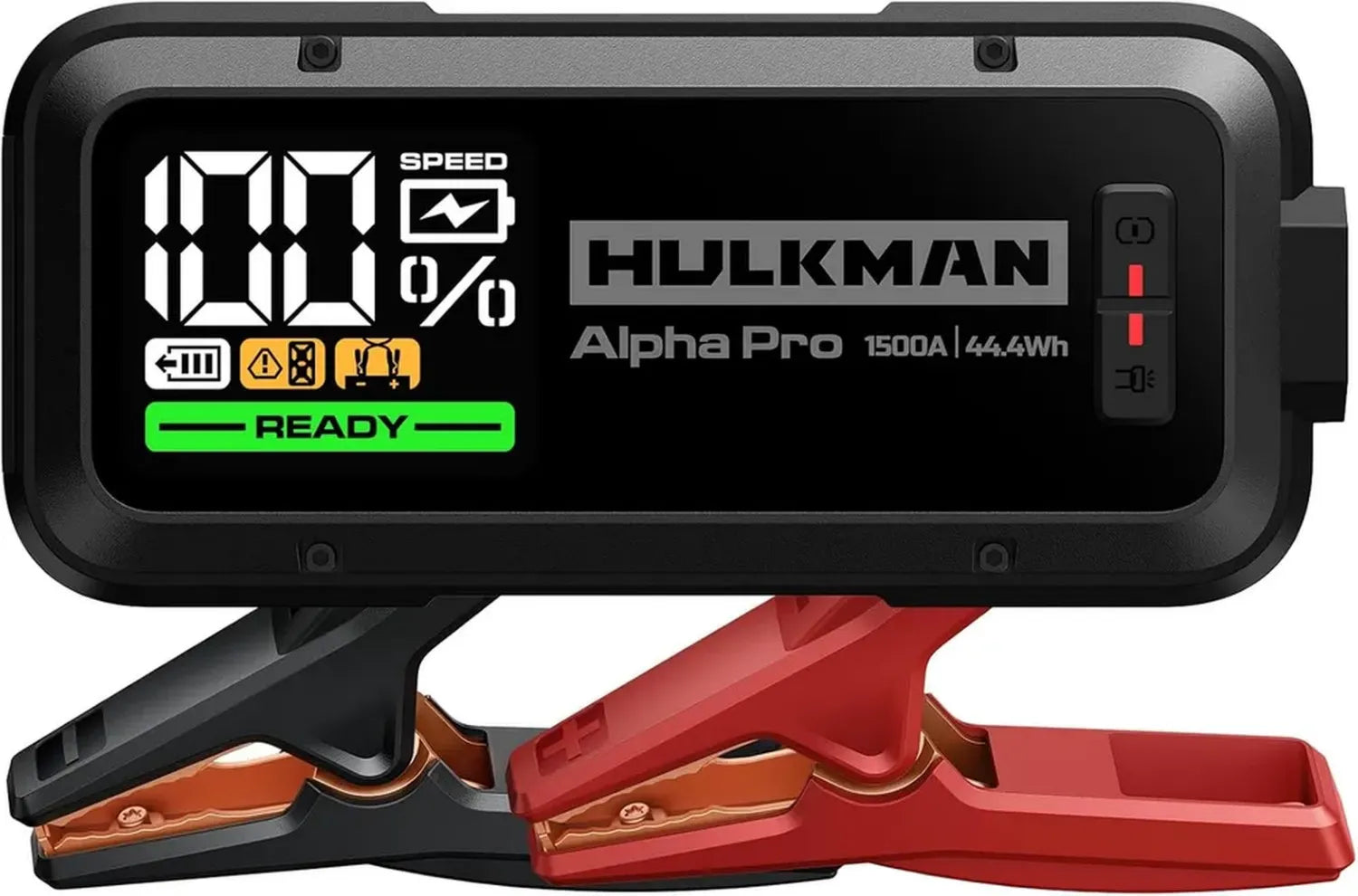 Démarreur Portable Hulkman Alpha Pro 1500A, Écran LED 3,3'', Batterie Noire Mat, Pour Véhicules Essence et Diesel