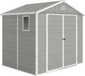 Outsunny Cabane de Jardin 4,1 m² en Plastique avec Toit à Pignon et Fenêtre, Porte Verrouillable, et Fondation, 240x190x228 cm