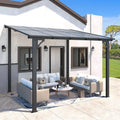Pergola Aluminium YODOLLA 2,4 x 3 m - Abri de Jardin Extérieur Inclinable - Protection UV et Intempéries - Noir